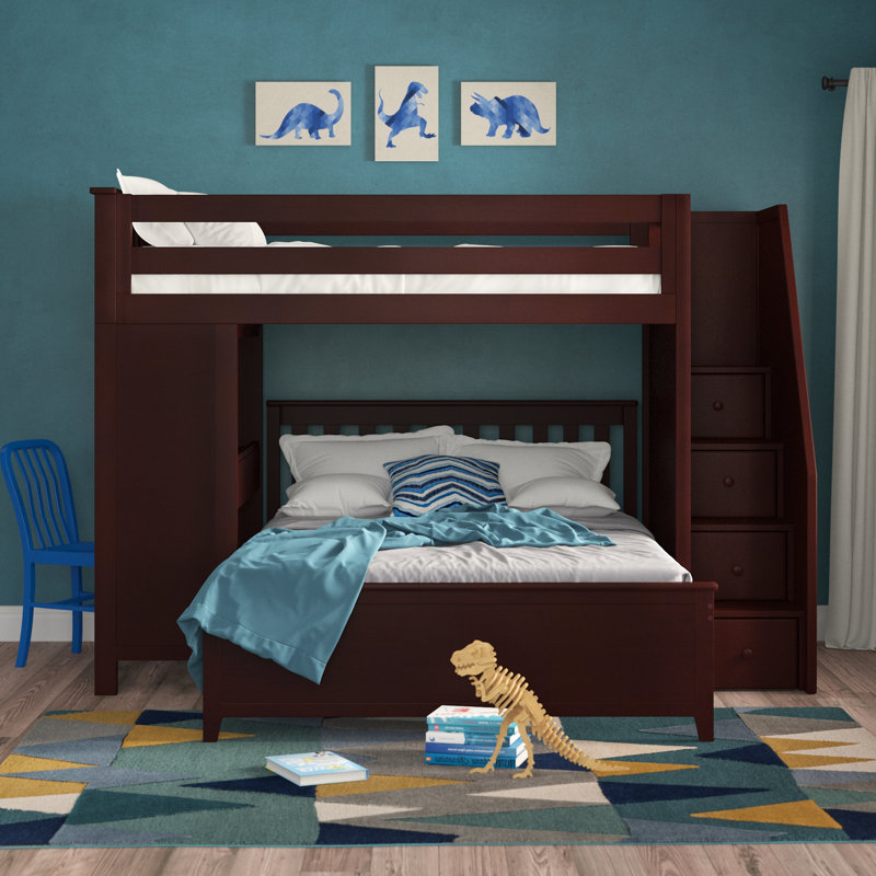 Zoomie Kids Alvarez Twin Over Full LShape Bunk Bed with Drawers